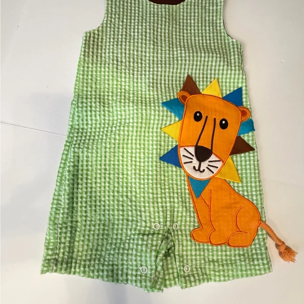Charming Green Gingham Lion Bodysuit - Picture 1 of 3